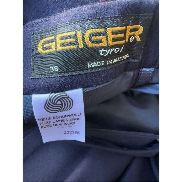 Vintage Geiger Austria 100% Wool Navy Blue A-Line Pleated Midi Skirt - Picture 9 of 11